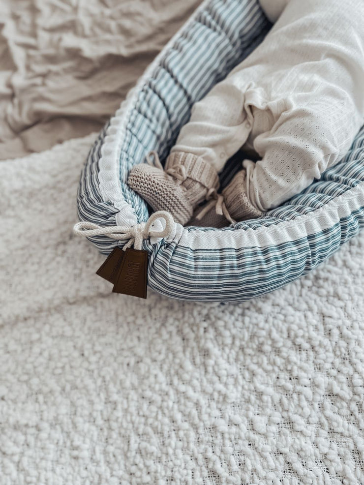 Linen Baby Nest - Nautical Stripe Linen