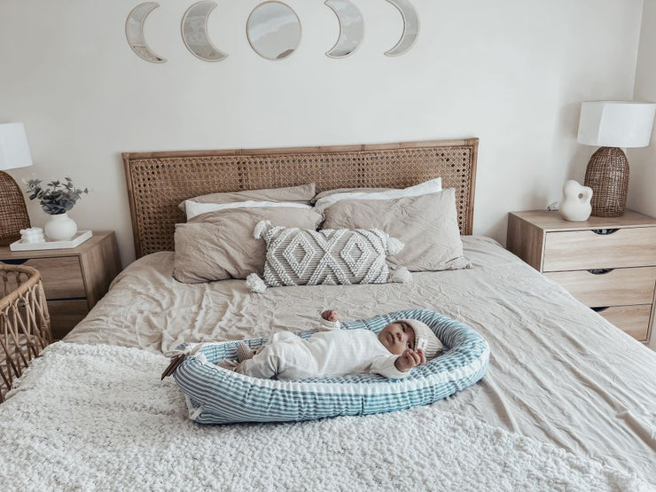 Linen Baby Nest - Nautical Stripe Linen