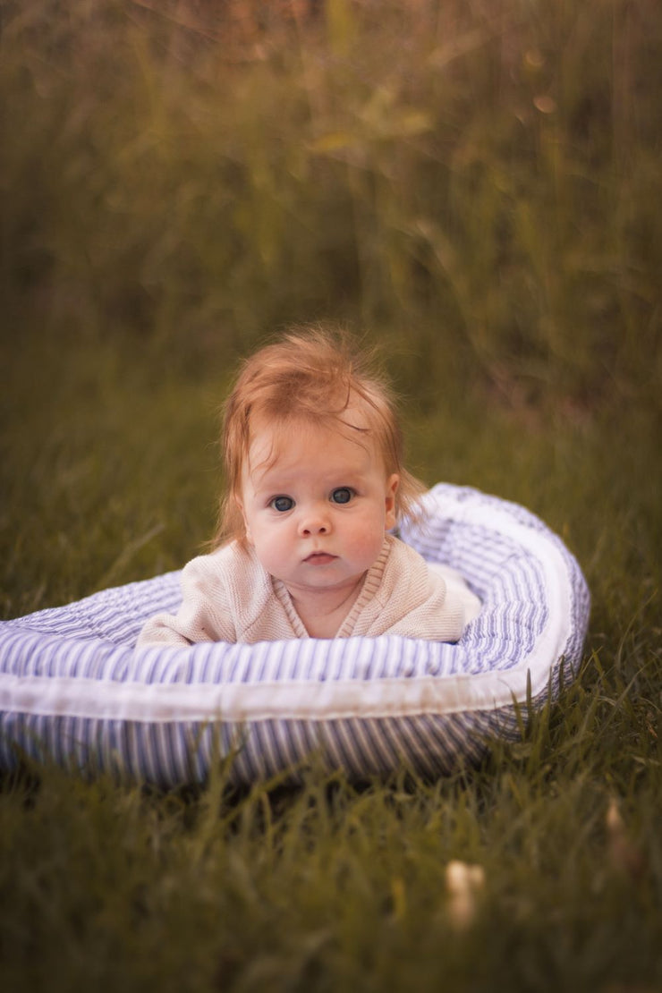 Linen Baby Nest - Nautical Stripe Linen