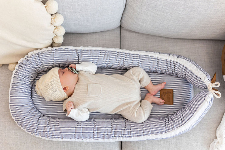 Linen Baby Nest - Nautical Stripe Linen