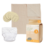 Ecoriginals Eco Baby Bundle 1 X 20 Pack Crawler Nappy Pants 7-12kg + Reusable Eco Cloth Nappy + Muslin Swaddle + Nursing Pads