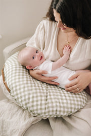 Organic Nursing Pillow Sage + Cream Gingham