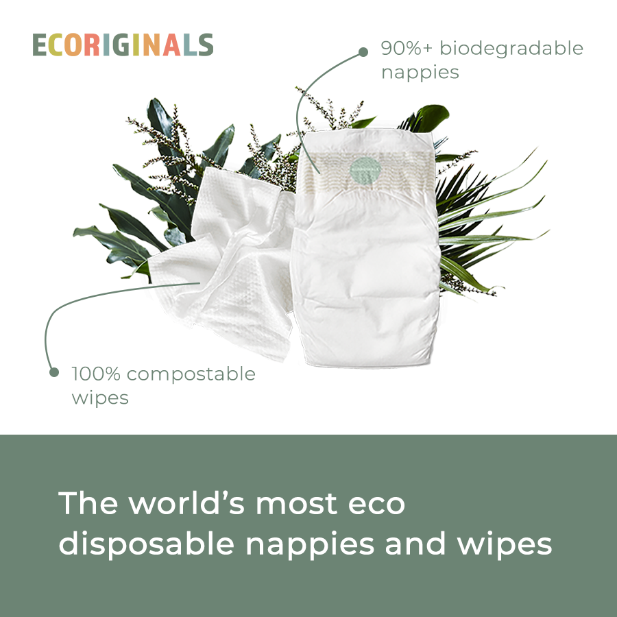 Ecoriginals Eco Bundle 1 X 18 Pack Walker Nappies 12-18kg + 1 X 70 Pack Plant Based Baby Wipes