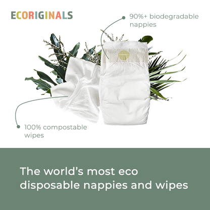 Ecoriginals Eco Bundle 3 X 26 Pack Infant Nappies 5-8kg + 3 X 70 Pack Plant Based Baby Wipes