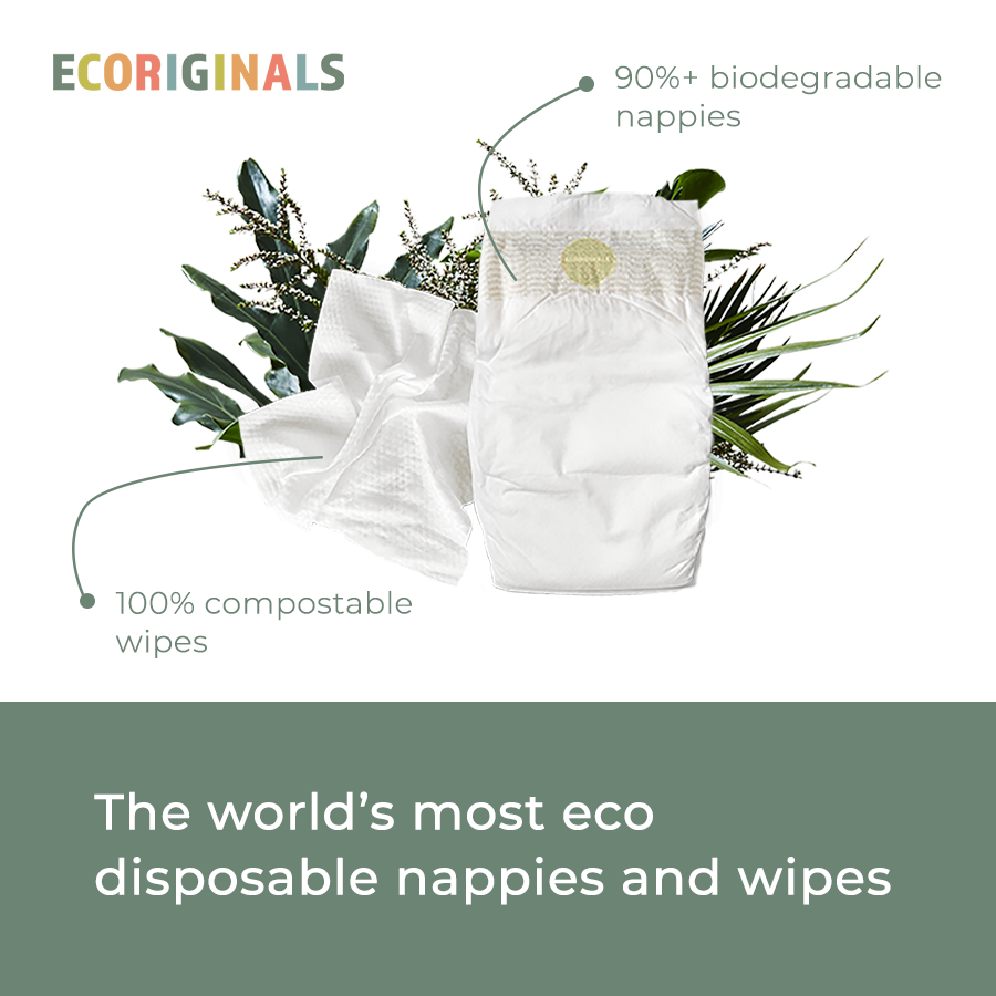 Ecoriginals Eco Bundle 1 X 26 Pack Infant Nappies 5-8kg + 1 X 70 Pack Plant Based Baby Wipes